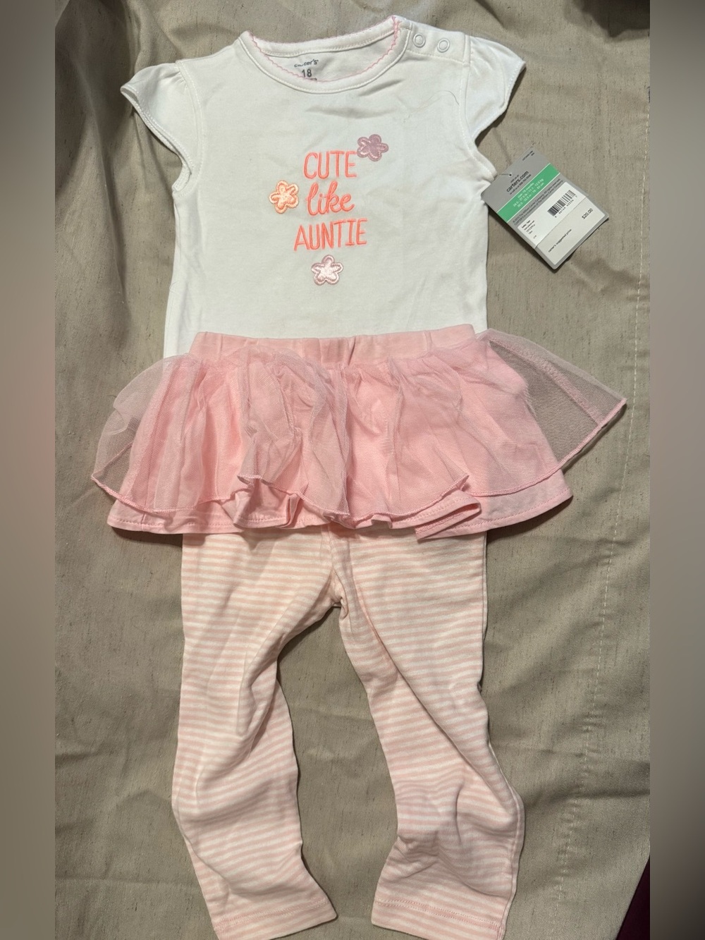 Cute Like Auntie Pink Tutu Baby Outfit - carters - 18 month